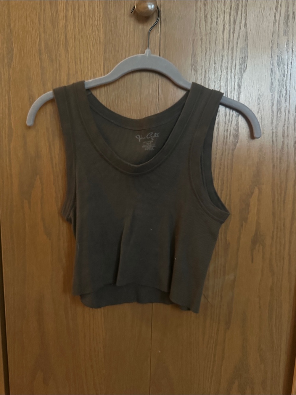 Brandy Melville Ribbed Cropped Tank - Olive